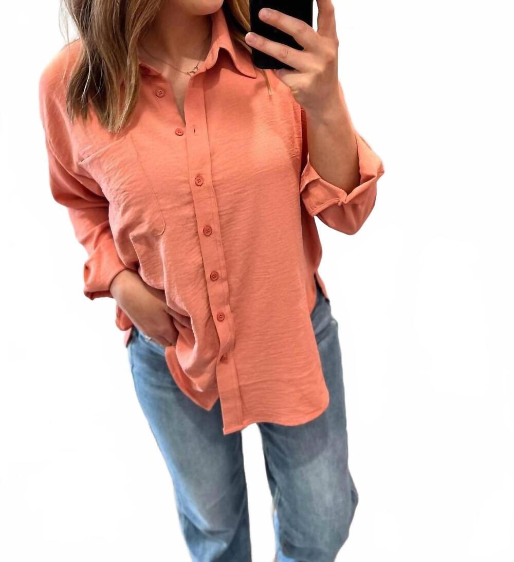NEW STACCATO button down long sleeve shirt in salmon